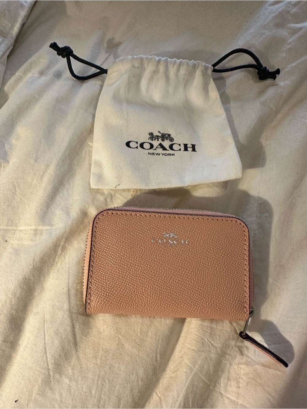 COACH Pink Leather Zip Card Wallet